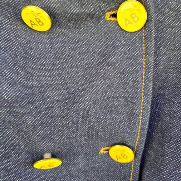 Y2k Double-Breasted Denim Trench Coat With Gold Detail Size L old money feel - Picture 10 of 14